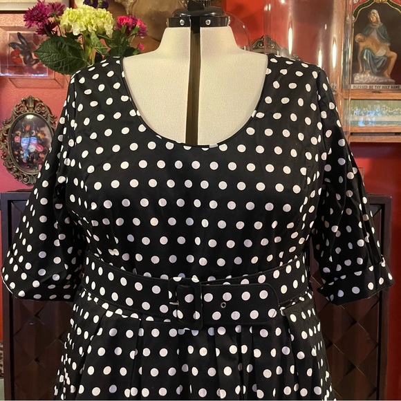 City Chic Fit & Flair Swing 50s Polka Dot Dress Sz 24 - Picture 6 of 7
